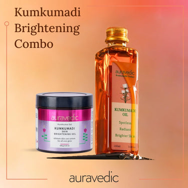 Auravedic Kumkumadi Brightening Gel And Kumkumadi Tailam Kumkumadi Face Oil For Glowing Skin Kumkumadi Gel 100 Gms With Kumkumadi Oil 100 ml Day And Night Combo